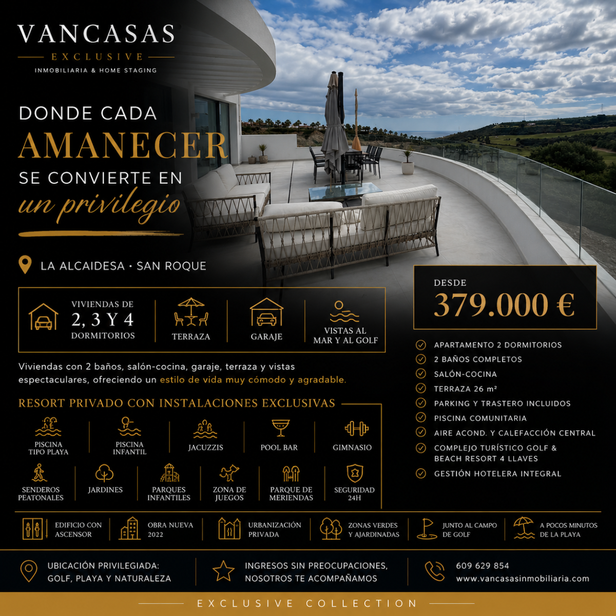 Venta Piso Alcaidesa 2 dormitorios con vistas espectaculares